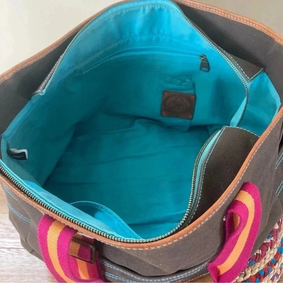 GAP canvas  brown leather duffle travel bag - Picture 2 of 9